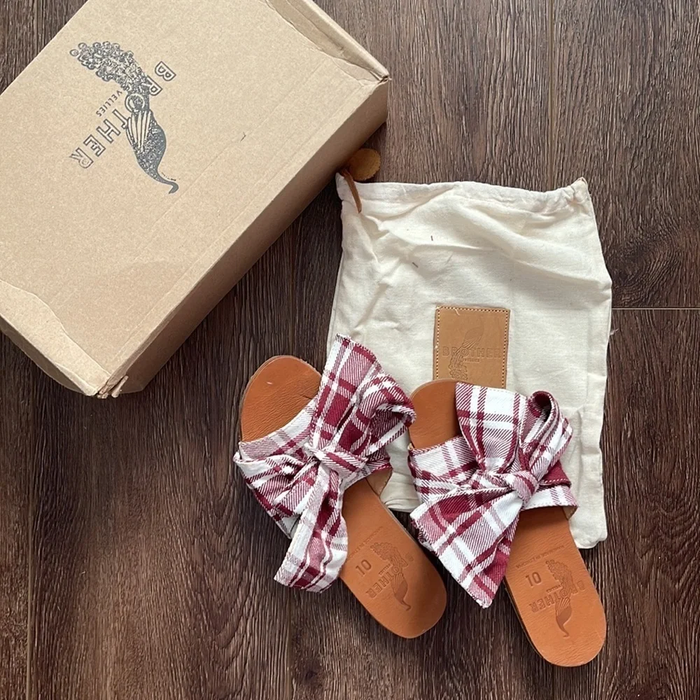 BROTHER VELLIES Stripe Topanga Picnic Canvas Burkina Slide Sandals 10